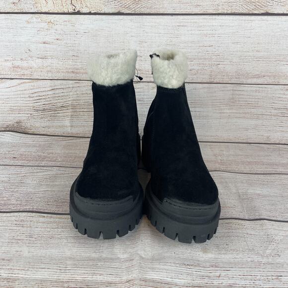 Miz Mooz Hessy Womens Sz EU 39 US 6.5-7 Ankle Boots Black Suede Wool Lining - Picture 3 of 9